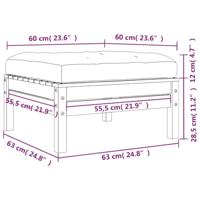 Tuinvoetenbanken met kussens 2 st massief grenenhout wasbruin - thumbnail