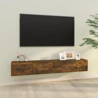 Tv-wandmeubels 2 st 100x30x30 cm bewerkt hout gerookt eiken - thumbnail