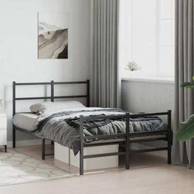 Bedframe met hoofd- en voeteneinde metaal zwart 120x190 cm