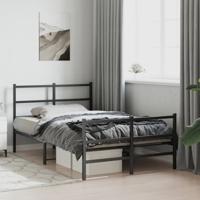 Bedframe met hoofd- en voeteneinde metaal zwart 120x190 cm - thumbnail