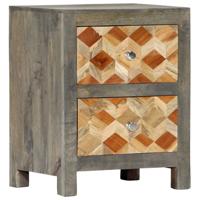 Nachtkastje 40x30x50 cm massief mangohout grijs - thumbnail