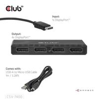 Club 3D displayport quad monitor hub mst 4x 4k30hz displayport splitter (zwart) - thumbnail