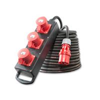 5 meter krachtstroom verlengkabel 16A 5-polig 5 x 2,5mm² 400V zwart IP44 verdeeldoos - thumbnail