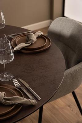 Bendt Ronde Eettafel 'Line' Keramiek, 119cm, kleur Bruin