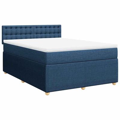 Boxspring met matras stof blauw 140x190 cm