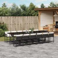 13-delige Tuinset met kussens poly rattan zwart - thumbnail