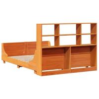 Bed met boekenkast zonder matras hout wasbruin 135x190 cm - thumbnail