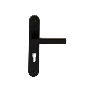 Hardbrass Deurkruk Geneve op ovaal langschild profielcilindergat 72mm - zwart