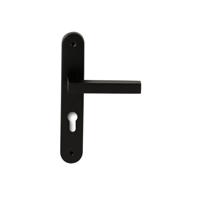 Hardbrass Deurkruk Geneve op ovaal langschild profielcilindergat 72mm - zwart - thumbnail