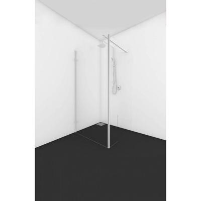 Van Rijn Products ST01 Vaste wand - 100x200cm - helder glas - haakse wand scharnierend - links en rechts - stabilisatiestang ST01675100