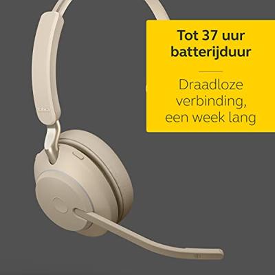 Jabra Evolve2 65 Headset Draadloos Hoofdband Kantoor/callcenter USB Type-A Bluetooth Beige