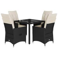5-delige Tuinset met kussens poly rattan zwart - thumbnail