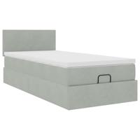 Ottoman bed met matras 100x200 cm fluweel lichtgrijs - thumbnail
