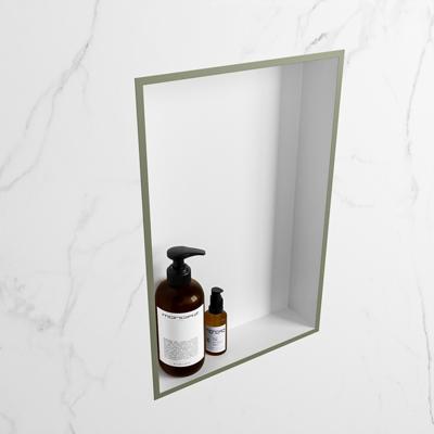 MONDIAZ EASY Nis 44,5x29,5cm in solid surface kleur Army | Talc. 1 vak geschikt voor in- of opbouw MONDIAZ EASY Nis 44,5x29,5cm in solid surface kleur Army | Talc. 1 vak geschikt voor in- of opbouw