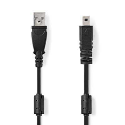 USB-Kabel | USB 2.0 | USB-A Male | US-E6 8-pins Male | 480 Mbps | Vernikkeld | 2.00 m | Rond | PVC | Zwart