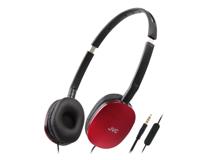 JVC HA-S160M-R - Flats opvouwbare en compacte hoofdtelefoon in glanzende trendy kleur, met schakelaar voor microfoon aan/uit, ideaal voor telewerken en online seminars (rood) - thumbnail