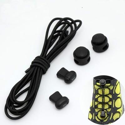 2 paar elastische band ronde voorjaar gesp volwassen kinderen veiligheid elastische gratis luie veters (zwart)