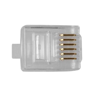 ACT TD106R RJ12 Modulaire Connector | Ronde kabel | Soepele Aders | 25 stuks