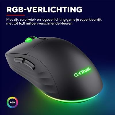 Trust GXT 927 Redex+ Draadloze Zwarte Gaming Muis