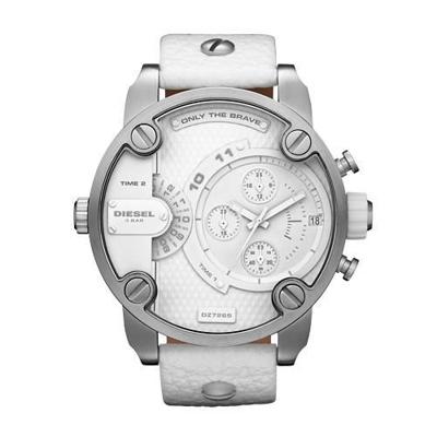 Diesel heren horloge witte leren herenband 51 mm DZ7265