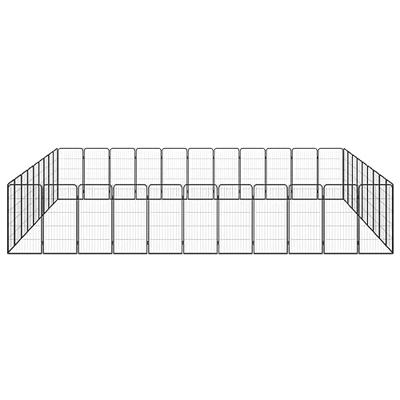 Hondenkennel 40 panelen 50 x 100 cm gepoedercoat staal zwart