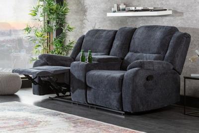 Exclusieve 2-zits bioscoopfauteuil HOLLYWOOD donkergrijze tv-fauteuil met bekerhouder - 39979