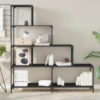 Boekenkast 4-laags 139x33,5x149 cm bewerkt hout zwart - thumbnail