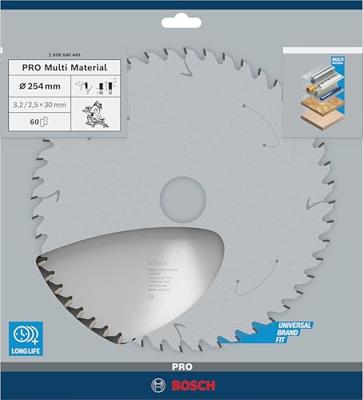 Bosch Accessories Multi Material 2608640449 Hardmetaal-cirkelzaagblad 254 x 30 x 3.2 mm Aantal tanden: 60 1 stuk(s) Bosch Accessories Multi Material 2608640449 Hardmetaal-cirkelzaagblad 254 x 30 x 3.2 mm Aantal tanden: 60 1 stuk(s)