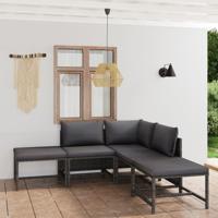 6-delige Loungeset met kussens poly rattan grijs - thumbnail
