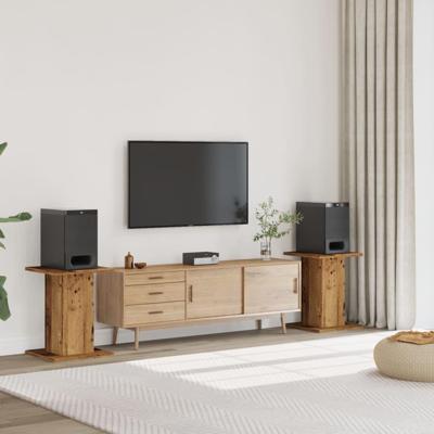 Speakerstandaards 2 st 30x30x60 cm bewerkt hout oud houtkleurig Speakerstandaards 2 st 30x30x60 cm bewerkt hout oud houtkleurig