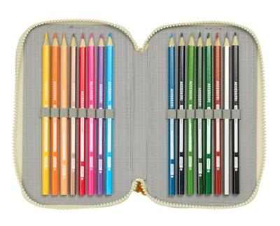 Driedubbele Pennenzak Mufasa Groen Beige 12,5 x 19,5 x 5,5 cm 37 Onderdelen