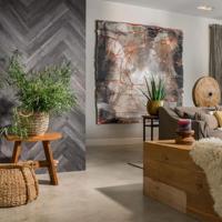 WallArt planken hout-look schuurhout eiken asgrijs - thumbnail