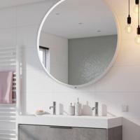 Ben Callisto ronde spiegel met LED verlichting en anti-condens Ø120cm mat wit - thumbnail