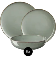ASA Selection Serviesset Saisons - Eucalyptus - 18 delig / 6 personen - 6 dinerborden, 6 kommen en 6 ontbijtborden - thumbnail