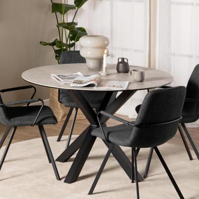 Bendt Ronde Eettafel 'Line' Keramiek, 119cm, kleur Grijs Bendt Ronde Eettafel 'Line' Keramiek, 119cm, kleur Grijs