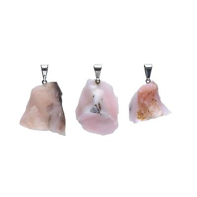 Ruwe Edelsteen Hanger Roze Opaal - 2 cm