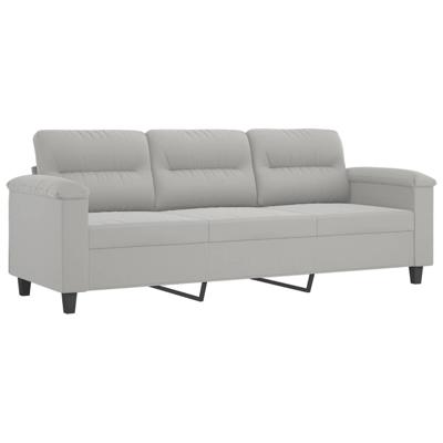 2-delige Loungeset met kussens microvezelstof lichtgrijs