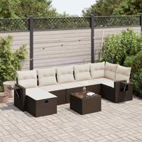 7-delige Loungeset met kussens poly rattan bruin - thumbnail