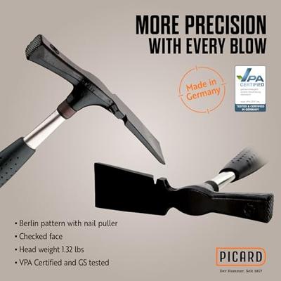 Picard Metselaarshamer | 600 g geruwd | berlijnse vorm | stalen buis | 1 stuk - 0027700 - 0027700