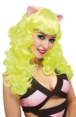 Meowy pruik geel met oortjes