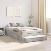 Opbergbedframe Beton Grijs 236.5 x 120 x 31.5 cm Bewerkt hout - thumbnail