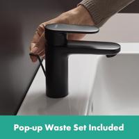 Hansgrohe Wastafelmengkraan Vernis Blend 100 Eengreeps Met Trekwaste Mat Zwart - thumbnail