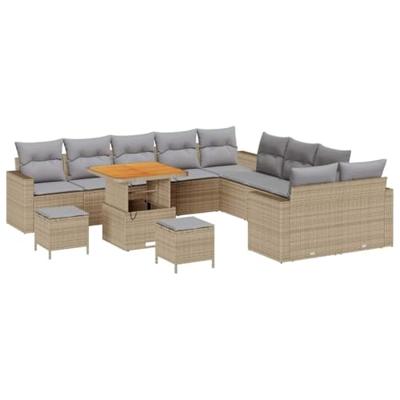 Tuinbankenset 13 pcs Beige poly rattan