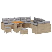 Tuinbankenset 13 pcs Beige poly rattan - thumbnail
