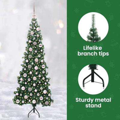 VidaXL Hoek kunstkerstboom met 300 led groen 180 cm pvc en metaal