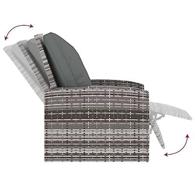 Tuinstoel verstelbaar met kussens poly rattan grijs