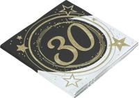 Servetten Sterren zwart/wit/goud 30 Jaar (12st) - thumbnail