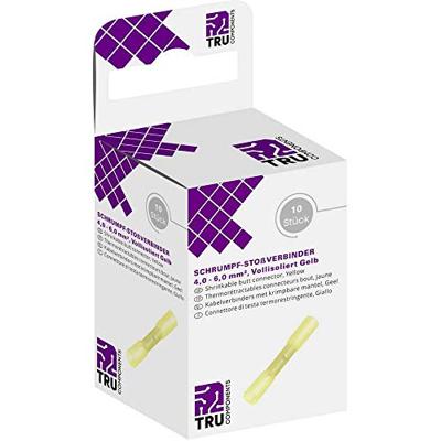 TRU COMPONENTS T1904C070 Stootverbinder Met krimpkous 4 mm² 6 mm² Volledig geïsoleerd Geel 10 stuk(s)