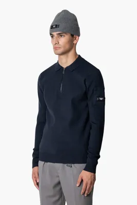 Quotrell Chief Knitted Polo Sweater Heren Donkerblauw - Maat M - Kleur: Donkerblauw | Soccerfanshop