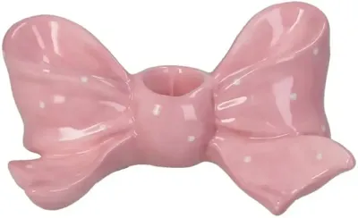 Kersten kandelaar glas strik 16.5x11x7cm roze